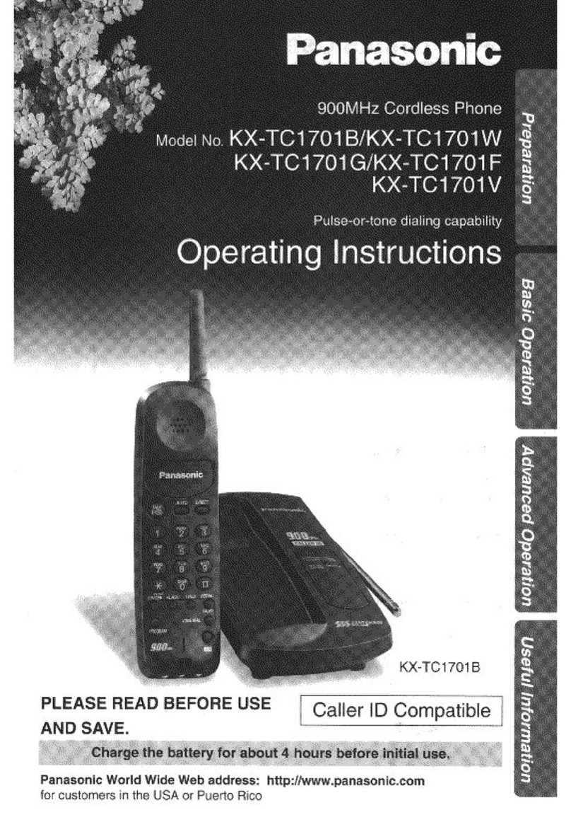 Panasonic KX-TC1701B - 900 MHz Cordless Phone user guide