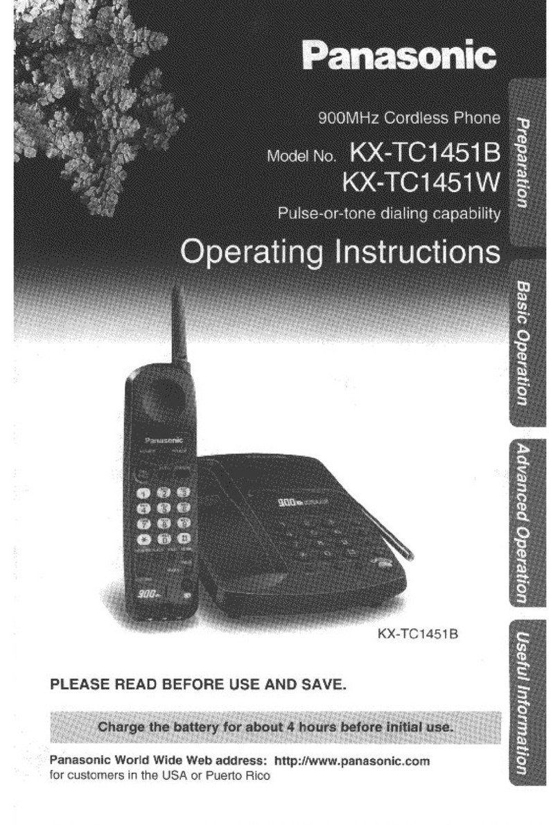 Panasonic KX-TC1451 - Cordless Phone - Operation user guide