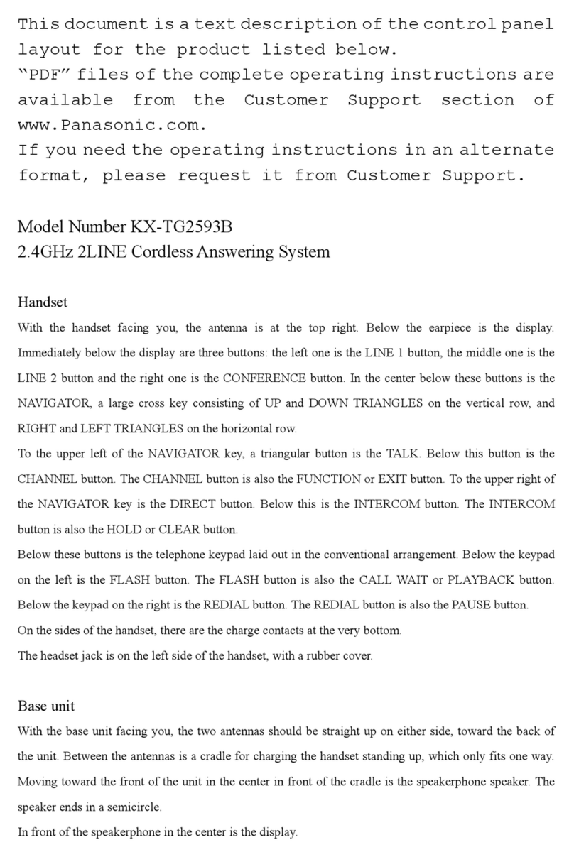 Panasonic KX-TG2593B Operating and installation instructions