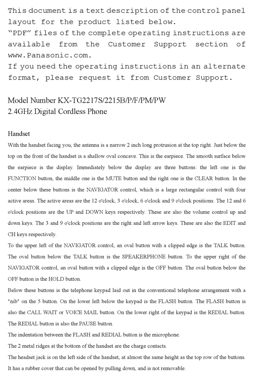 Panasonic KX-TG2215B Operating and installation instructions
