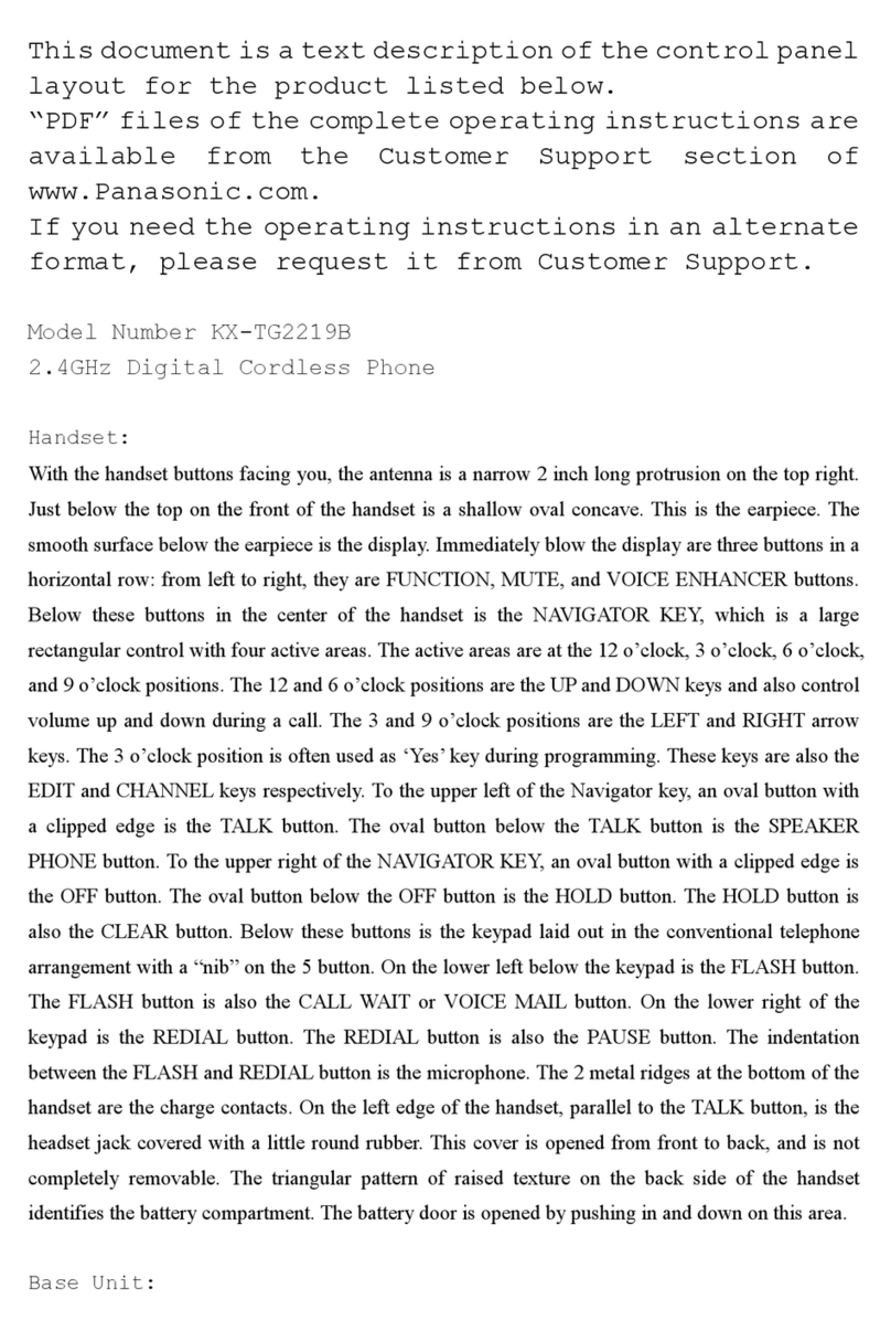 Panasonic KX-TG2219B Operating and installation instructions