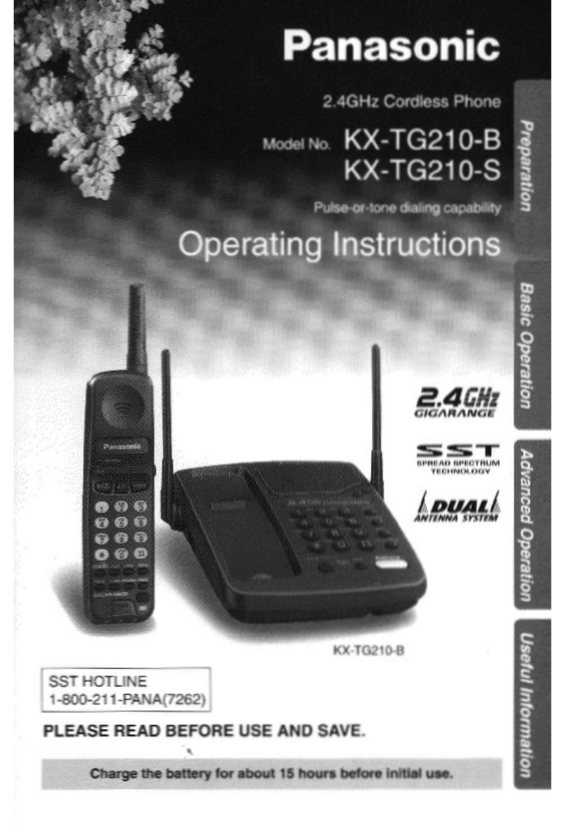 Panasonic KXTG210B - 2.4 GHZ CORDLESS PHO operating instructions