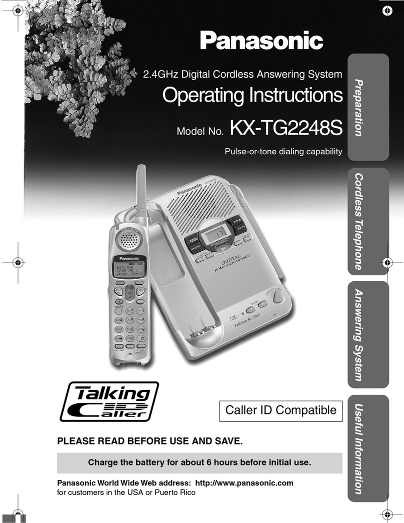 Panasonic KX-TG2248S - 2.4 GHz Digital Cordless Phone Answering... operating instructions