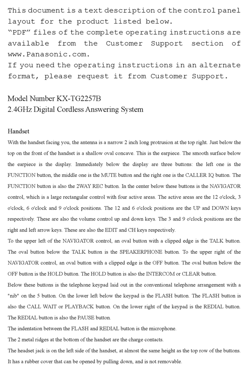 Panasonic KX-TG2257 Operating and installation instructions