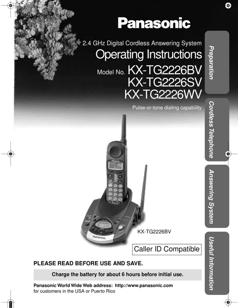 Panasonic KX-TG2226BV - 2.4 GHz GigaRange Digital Cordless... operating instructions