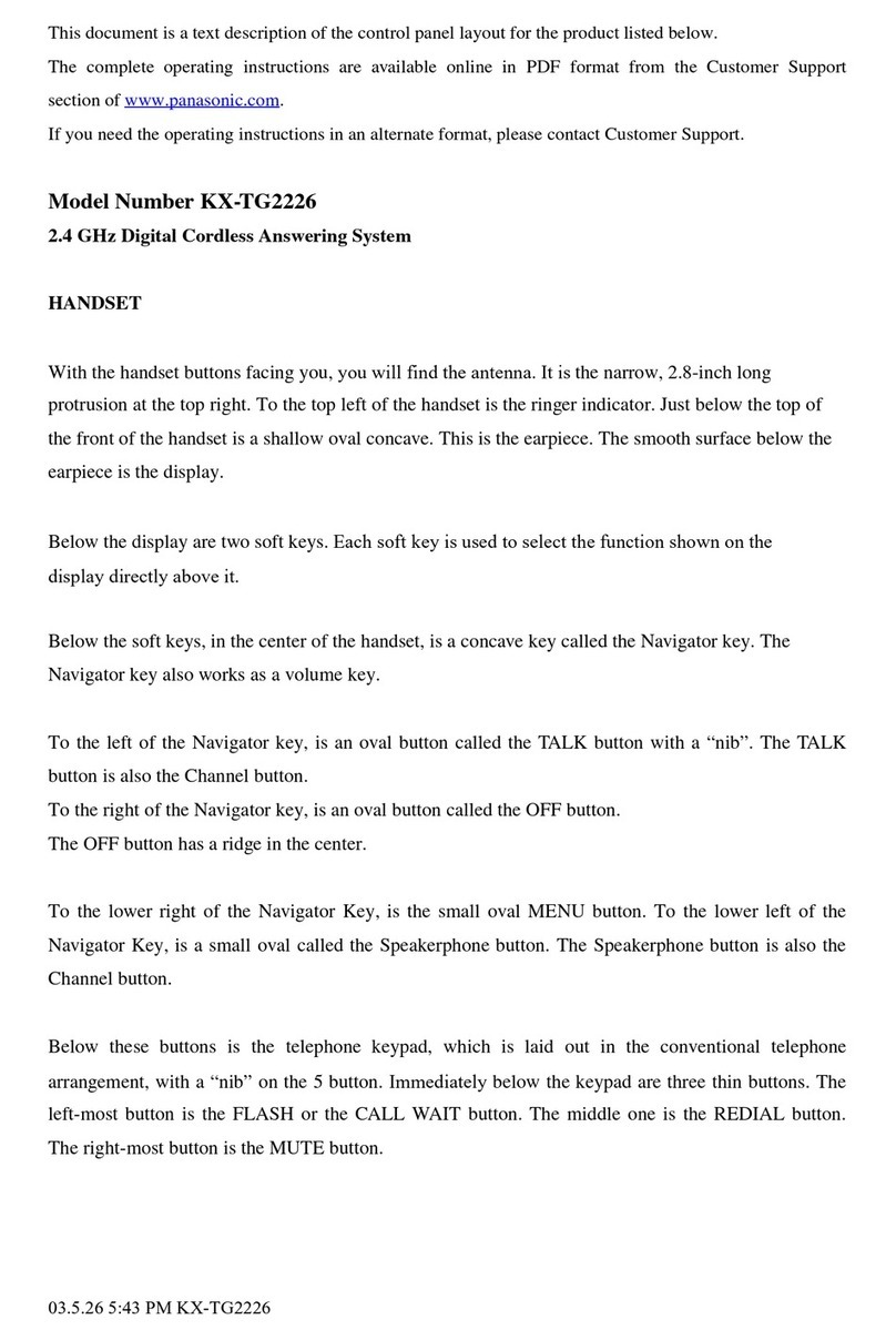 Panasonic KX-TG2226 Operating and installation instructions