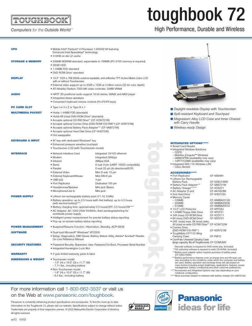 Panasonic Toughbook CF-72V3JUZQM Specifications