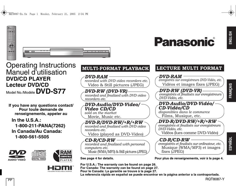 Panasonic DVD-S77 User manual Panasonic DVD-S77 User manual