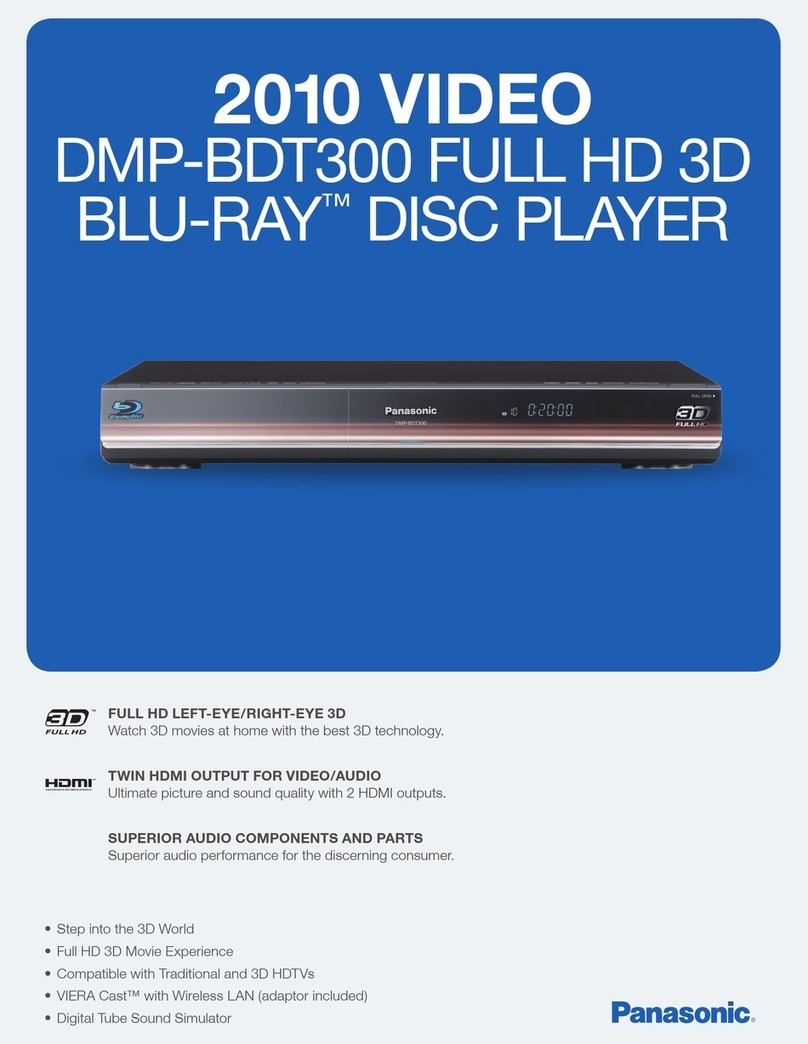 Panasonic DMPBDT300 - 3D BLU-RAY DISC PLAYER User manual