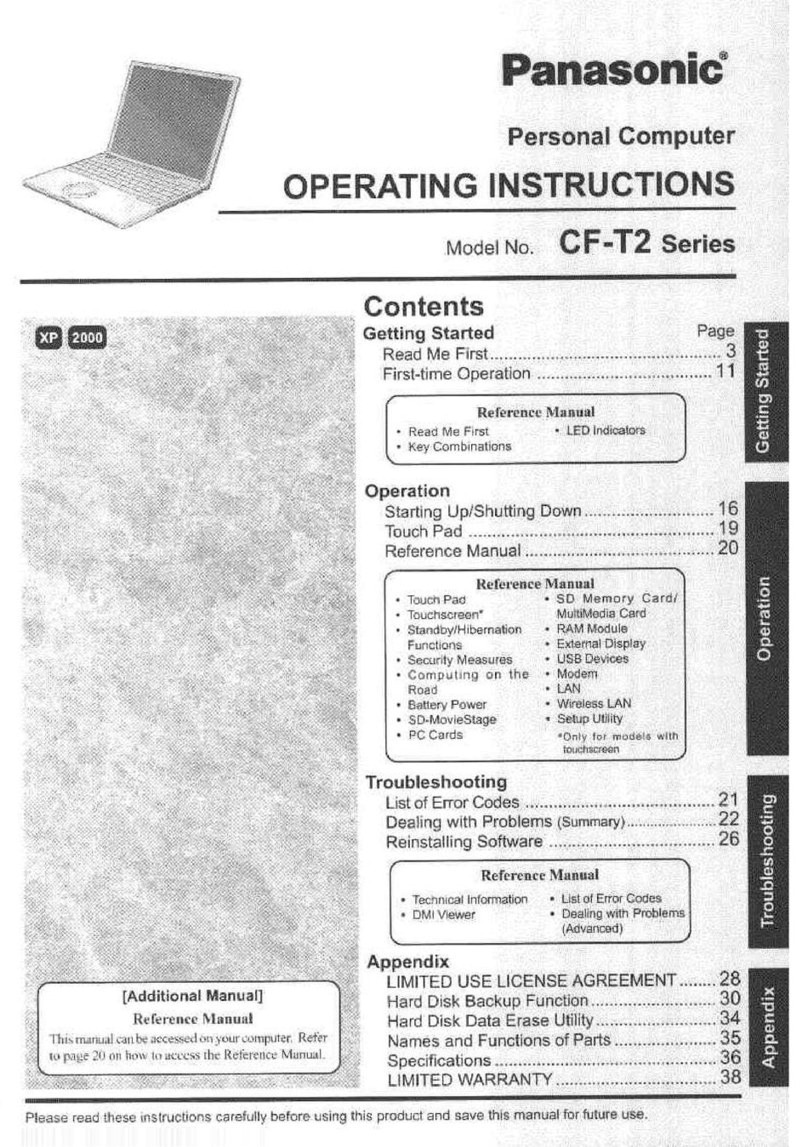 Panasonic Toughbook CF-T2AWAZZDM User manual