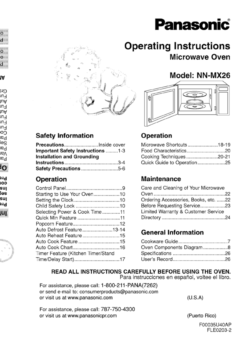 Panasonic NN-MX26 operating instructions