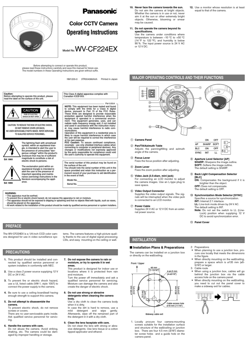Panasonic WV-CF224EX User manual