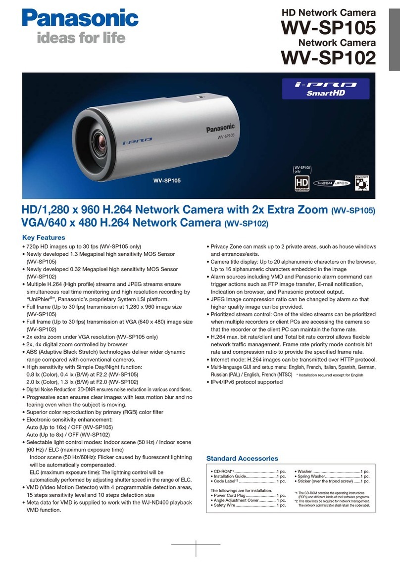 Panasonic WV-SP105 Specifications Panasonic WV-SP105 Specifications