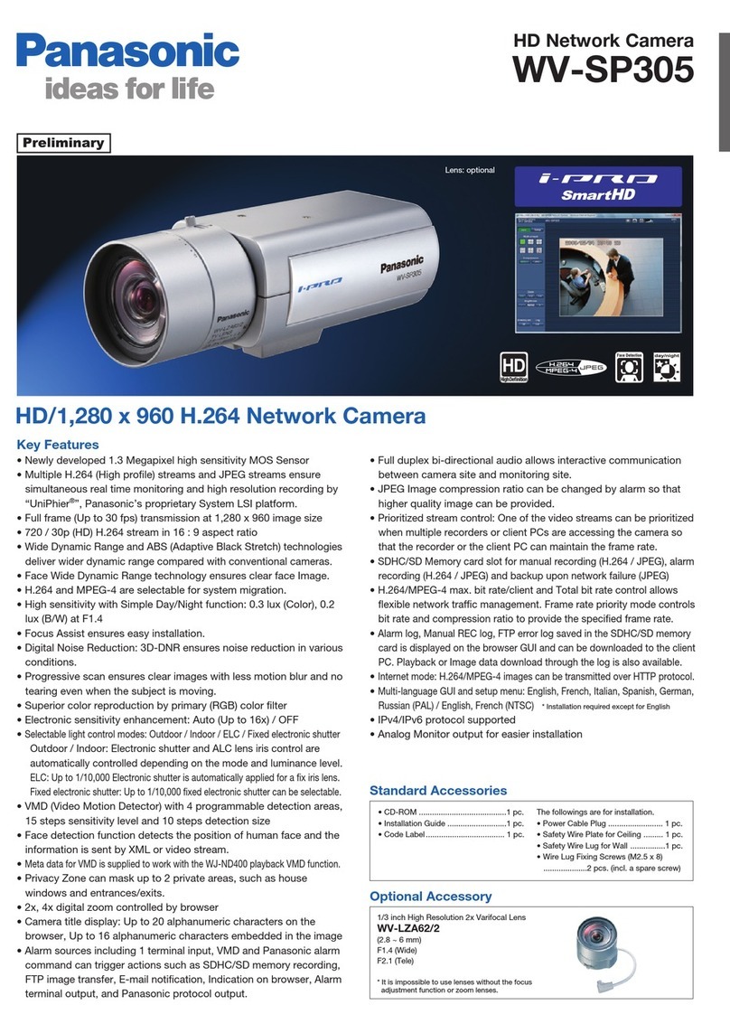 Panasonic WV-SP305 User manual