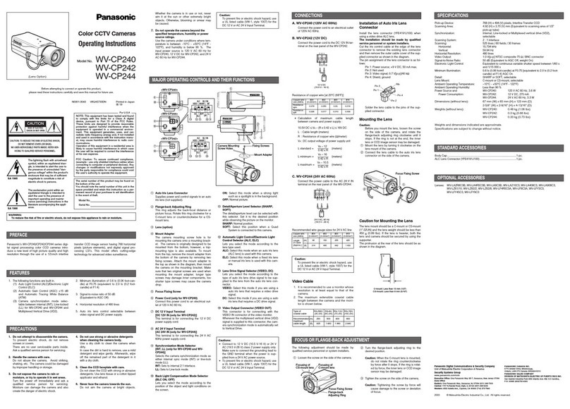 Panasonic WV-CP240 User manual
