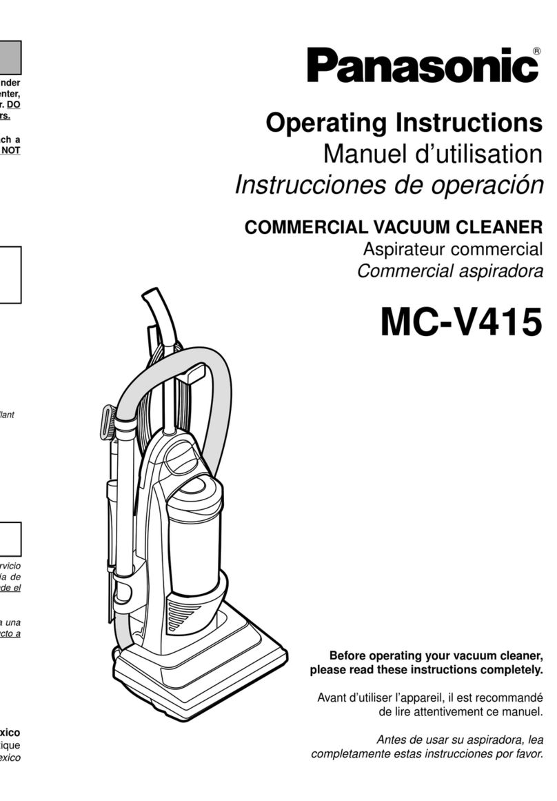 Panasonic MCV415 - COMMERCIAL VACUUM operating instructions