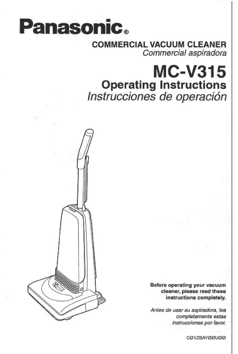 Panasonic MCV315 - COMMERCIAL VACUUM operating instructions