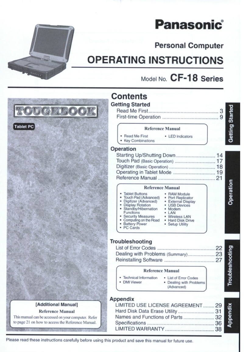 Panasonic Toughbook CF-18BDAZXMM User manual