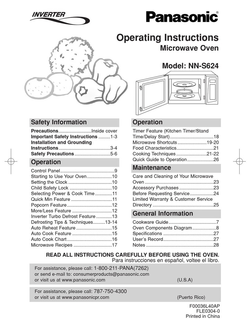 Panasonic NNS624 - MICROWAVE OVEN - 1.2 CU.FT operating instructions