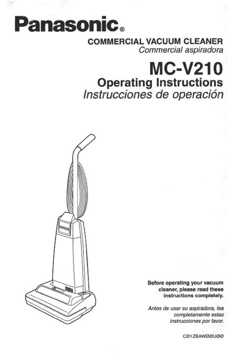 Panasonic MCV210 - COMMERCIAL VACUUM operating instructions