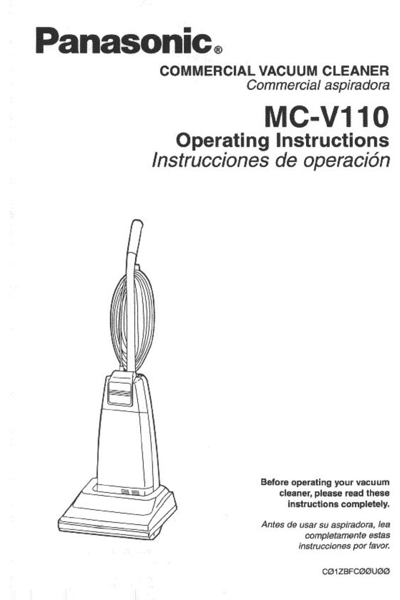 Panasonic MCV110 - COMMERCIAL VACUUM operating instructions