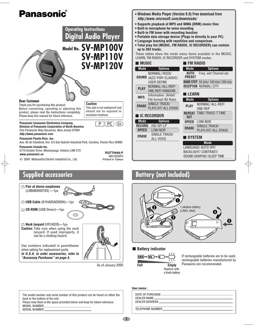 Panasonic SV-MP100V User manual