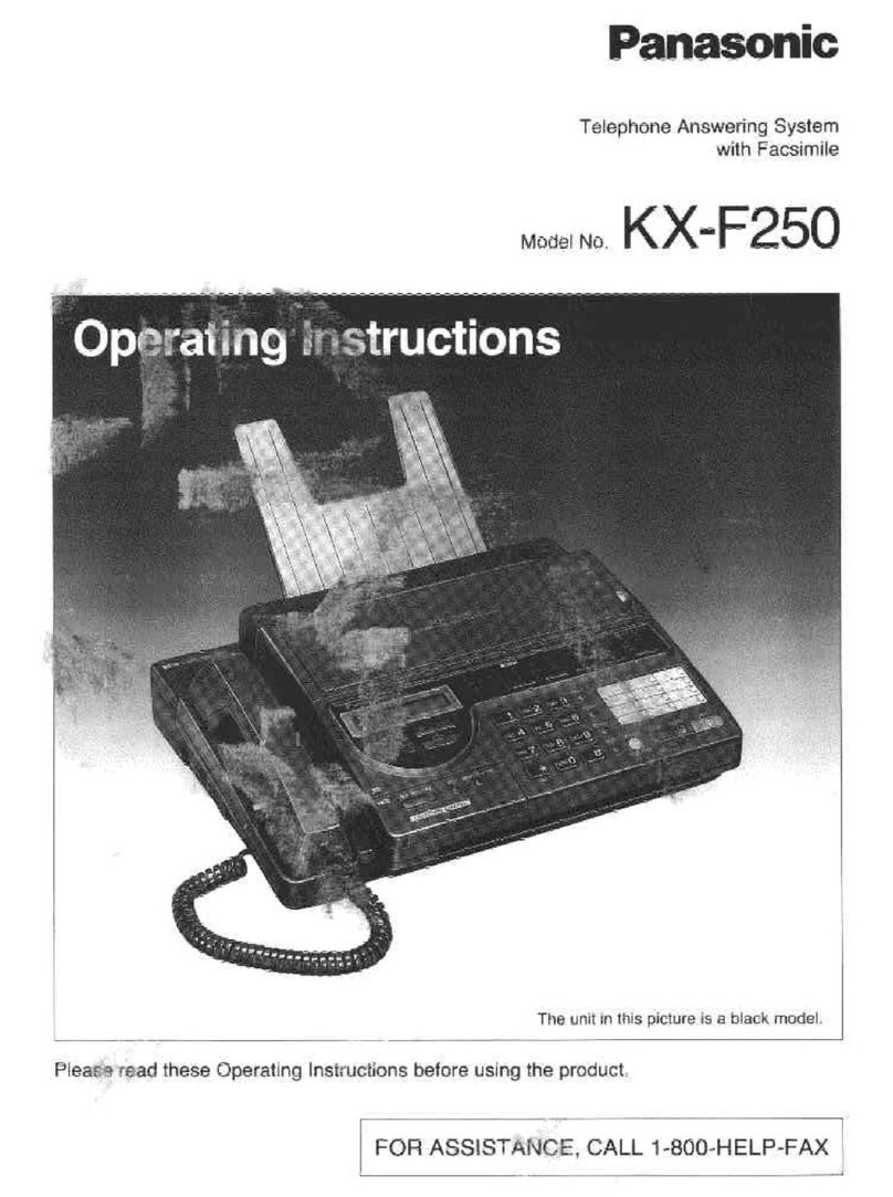 Panasonic KXF250 - CONSUMER FACSIMILE operating instructions