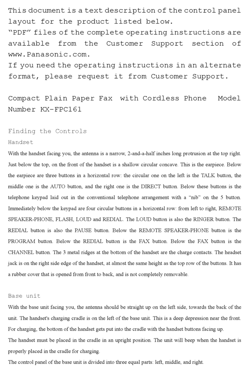 Panasonic KX-FPC161 controls layout