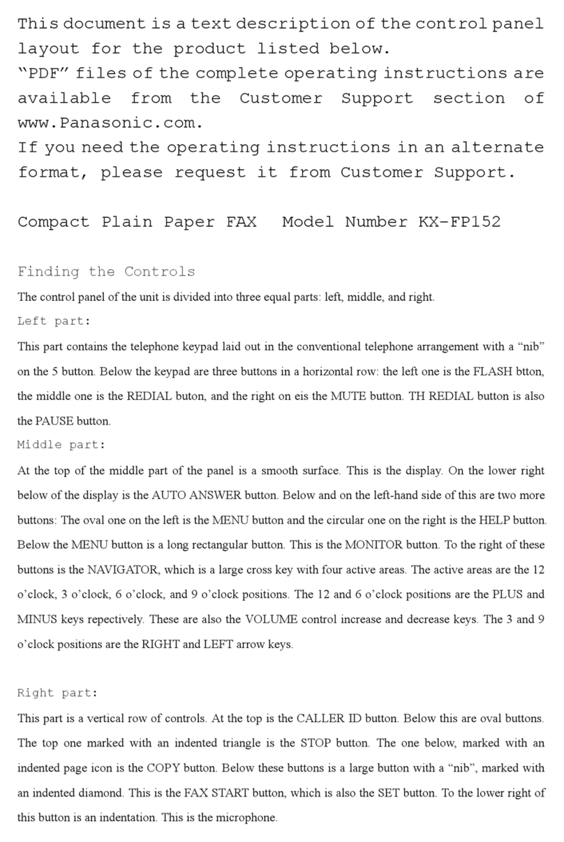 Panasonic KX-FP152 Operating and installation instructions
