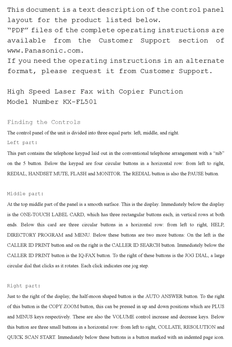 Panasonic KX-FL501 Use and maintenance manual