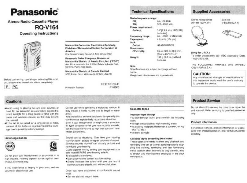 Panasonic RQ-V164 operating instructions