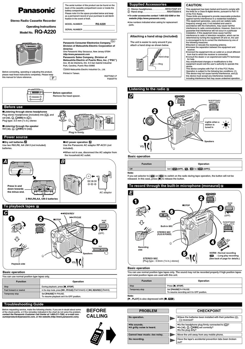 Panasonic RQ-A220 User manual