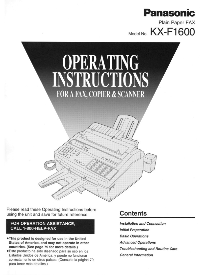 Panasonic KXF1600 - MFD FAX PRINTER User manual