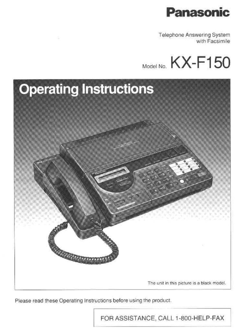 Panasonic KXF150 - CONSUMER FACSIMILE operating instructions