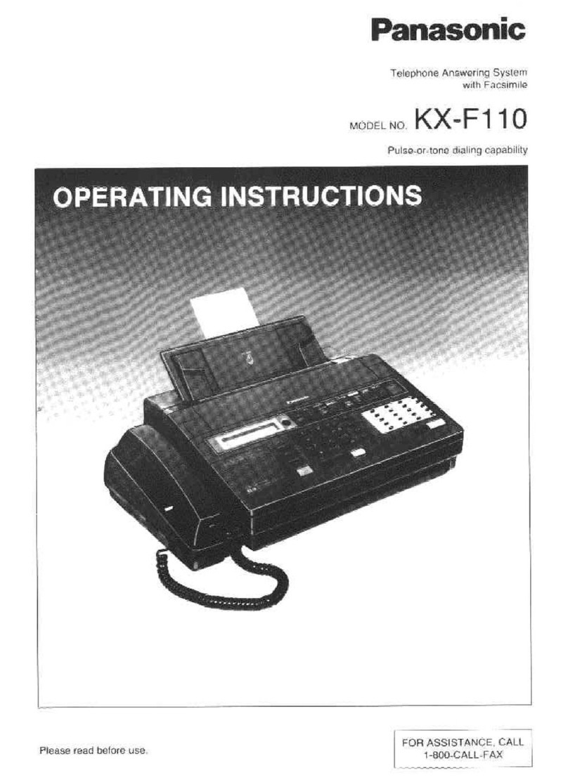 Panasonic KXF110 - CONSUMER FACSIMILE User manual