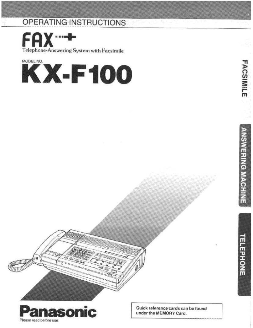 Panasonic KXF100 - CONSUMER FACSIMILE operating instructions