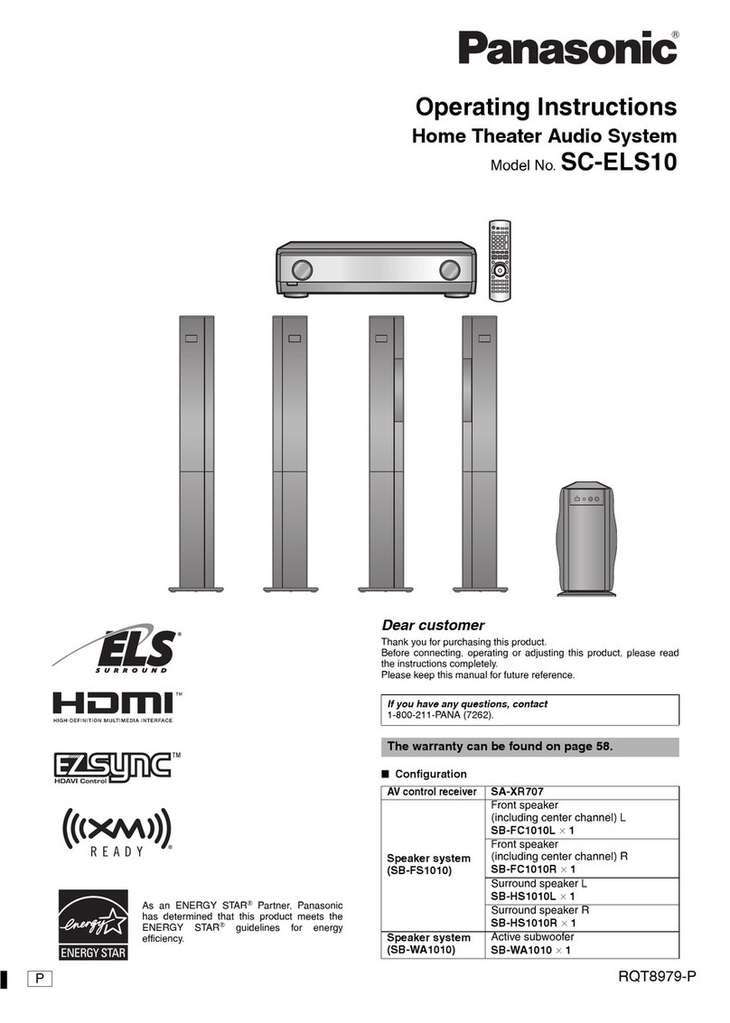 Panasonic SCELS10 - HOME THEATER AUDIO SYSTEM operating instructions