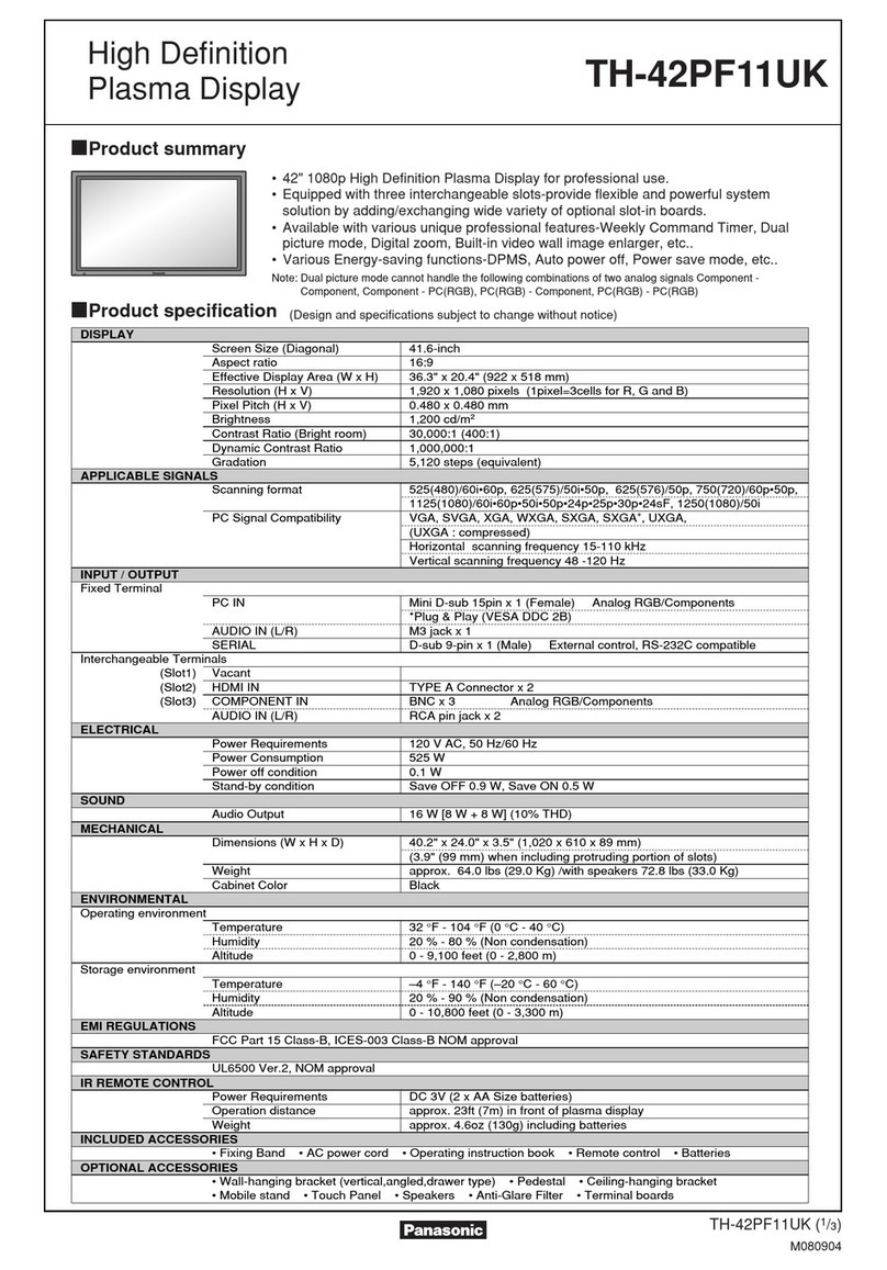 Panasonic Viera TH-42PF11 User manual