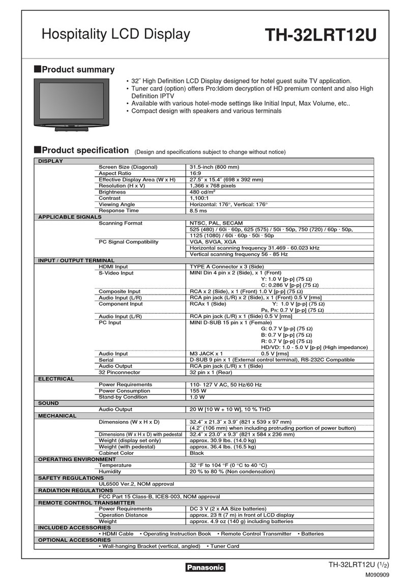Panasonic TH32LRT12U - HD LCD DISPLAY User manual Panasonic TH32LRT12U - HD LCD DISPLAY User manual