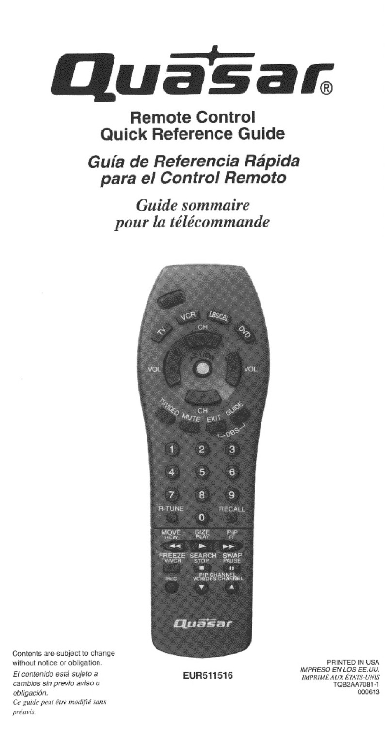 Quasar EUR511516 Quick reference guide