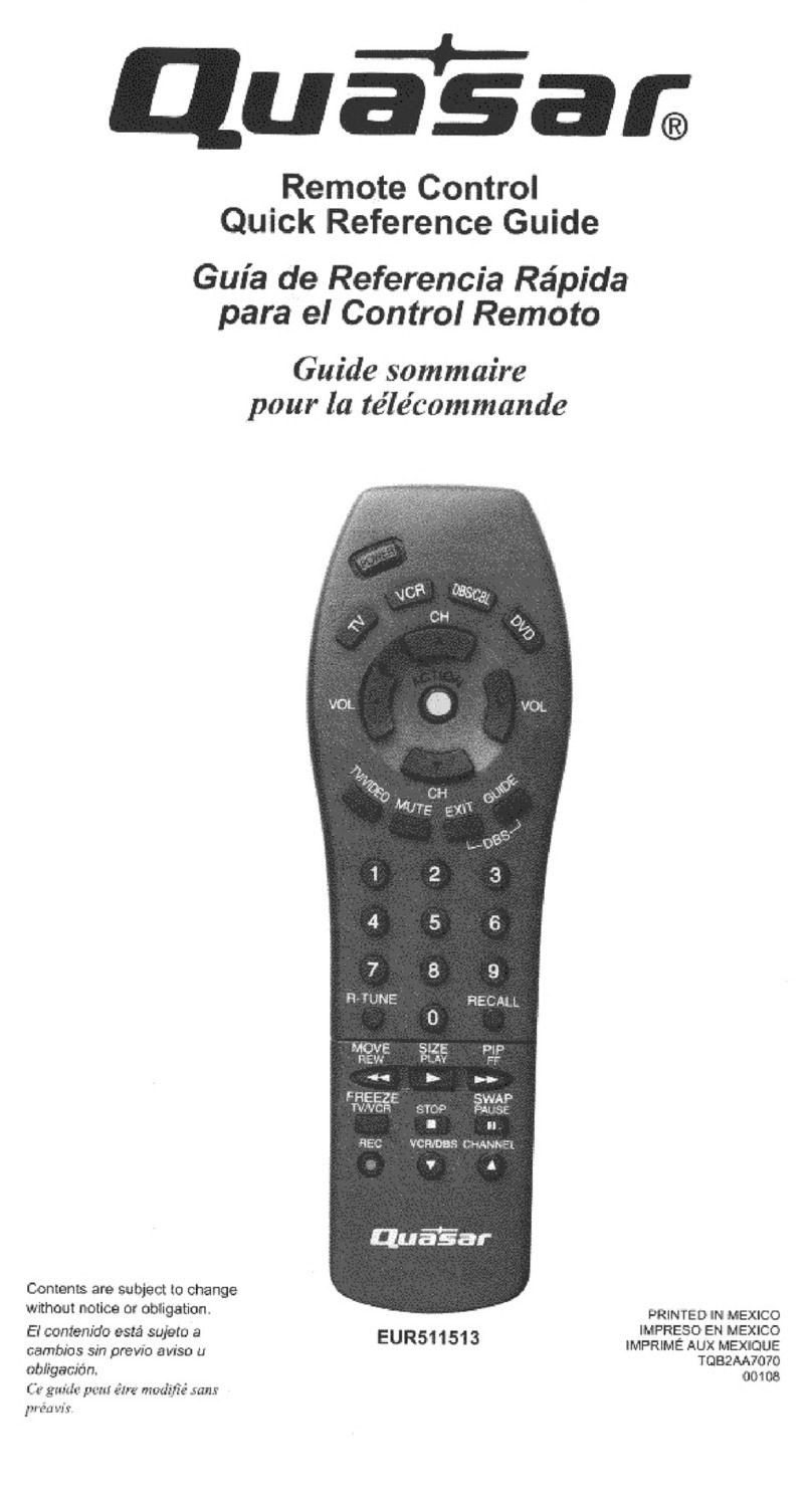 Quasar EUR511513 Quick reference guide