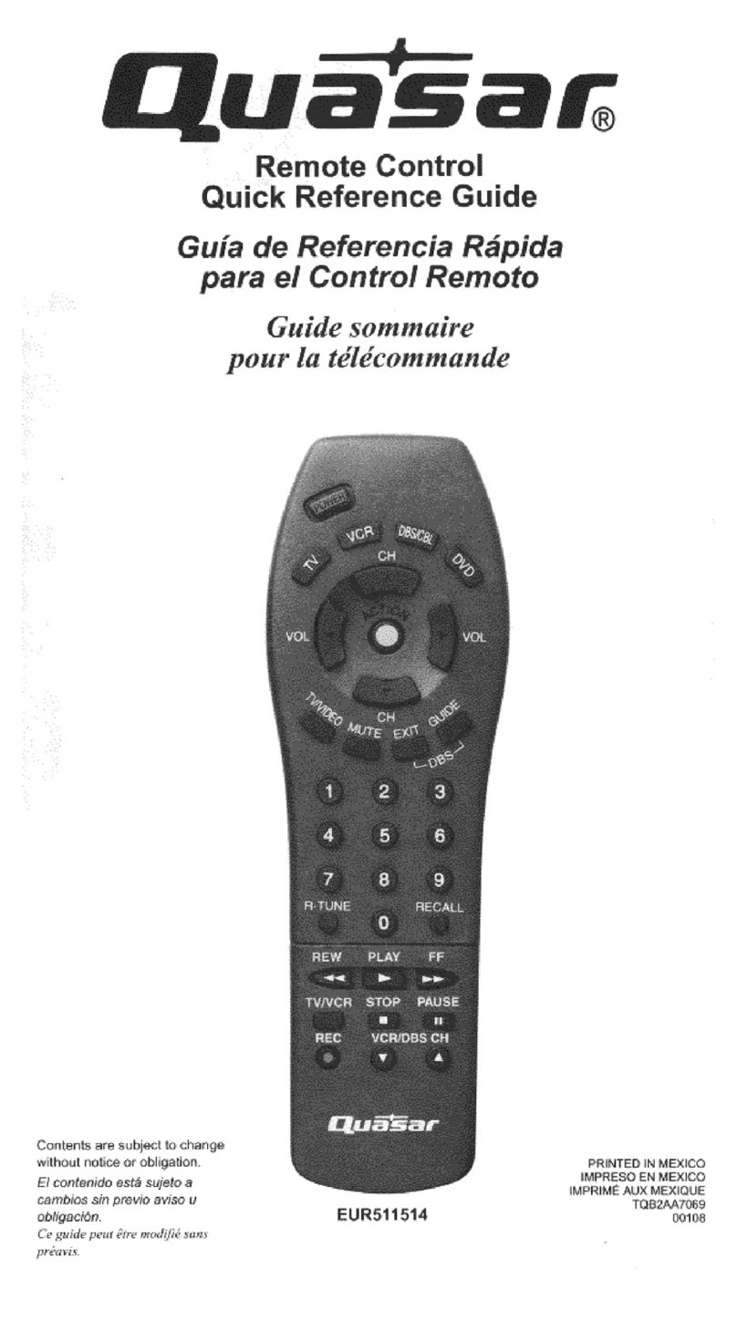 Quasar EUR511514 Quick reference guide