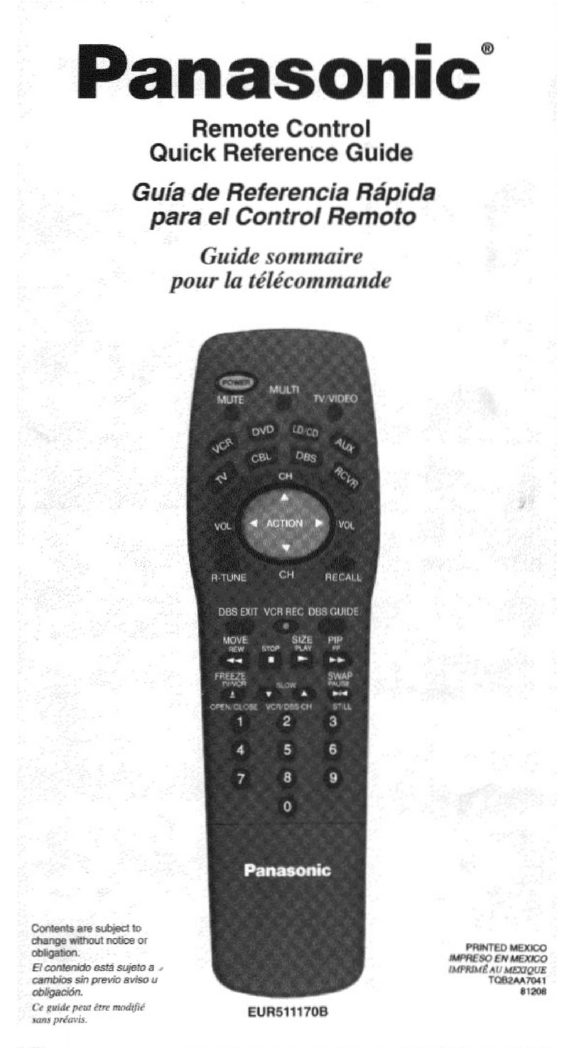 Panasonic EUR511170B User manual