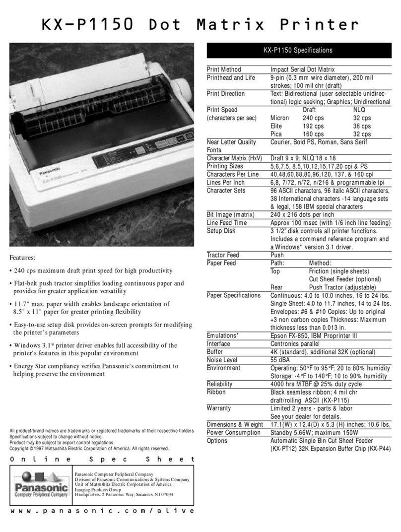 Panasonic KX-P1150 - KX-P 1150 B/W Dot-matrix Printer User manual Panasonic KX-P1150 - KX-P 1150 B/W Dot-matrix Printer User manual