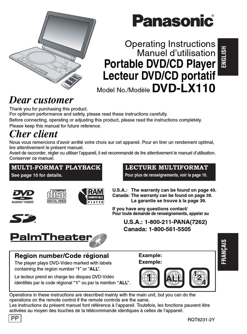 Panasonic DVDLX110 - PORTABLE DVD PLAYER User manual