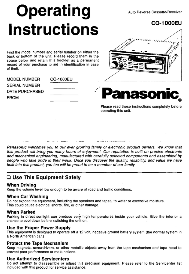 Panasonic CQ1000EU - AUTO CASS/ RECEVIER User manual