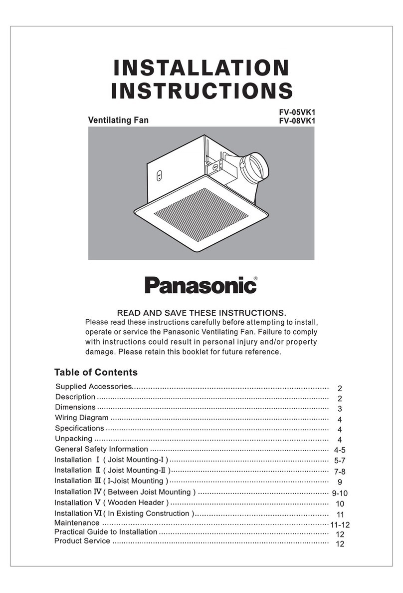Panasonic Whisper Green FV-05VK1 User manual Panasonic Whisper Green FV-05VK1 User manual