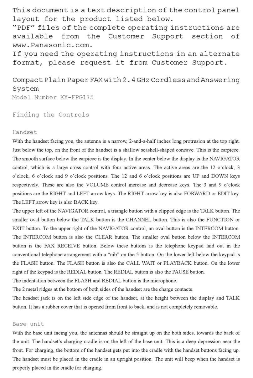 Panasonic KX-FPG175 Operating and installation instructions