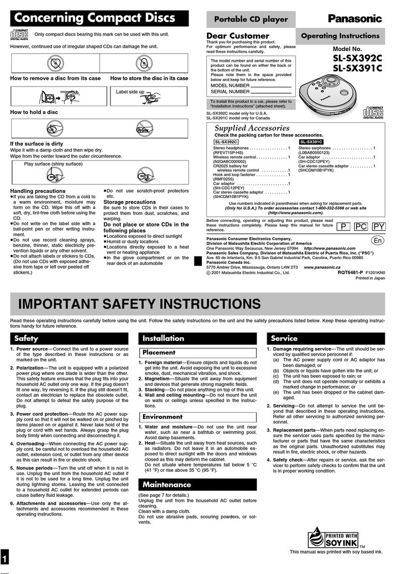 Panasonic SL-SX391C User manual
