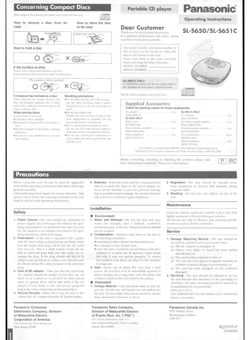 Panasonic SL-S650 User manual Panasonic SL-S650 User manual